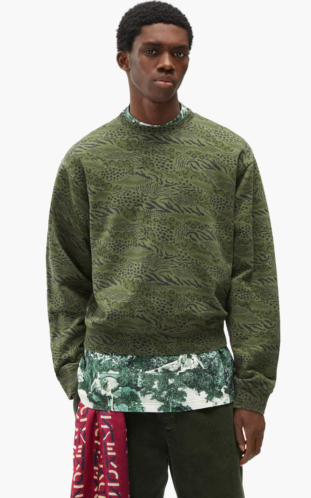 Kenzo Leopard Sweatshirt Erkek Koyu Haki | 9360-XOABN